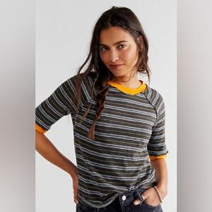 Free People We the Free Have At It Striped Raglan Tee. Size XS-SM